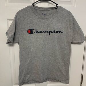 Champion Gray Short Sleeve Tee with Iconic Logo. Medium
